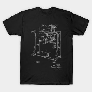 Power Transmission System for Sewing Machine Vintage Patent Hand Drawing T-Shirt